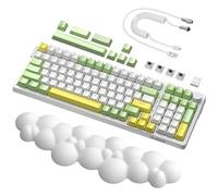 AJAZZ AK992 GASKET RGB Teclado mecánico para juegos Hotswap y reposamuñecas en la nube y cable USB C en espiral,4000 mAh 2,4 Ghz/BT5.0/USB-C,99 teclas,perilla de volumen,tecla PBT (interruptor marrón)
