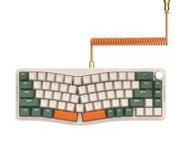 AJAZZ AKS068 Teclado mecánico para Juegos con Cable en Espiral, diseño Alice 68 de Montaje en Junta y Perilla CNC, Interruptor Azul Hotswap, programable Via, retroiluminación RGB-Verde