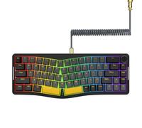 AJAZZ AKS068 Teclado mecánico para Juegos con Cable en Espiral, diseño Alice 68 de Montaje en Junta y Perilla CNC, Interruptor marrón Hotswap, programable Via, retroiluminación RGB-Negro