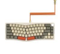 AJAZZ AKS068 Teclado Mecánico para Juegos con Cable En Espiral-Gris | Diseño Alice 68 De Montaje En Junta Y Perilla CNC, Interruptor Azul Hotswap, Programable Via, Retroiluminación RGB