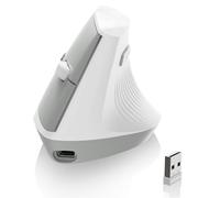 AJAZZ i300 Ratón Ergonómico Vertical Inalámbrico, 2,4GHz/BT, 84g de peso Ligero, Silent Clicks, ángulo Vertical de 57°, Reduce Muscle Strain, 1600DPI, Ratón de Oficina para Win/Mac/iPad/Laptop, Blanco