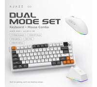 AJAZZ Juego de teclado y ratón inalámbricos de membrana de 82 teclas y 3 modos, retroiluminación RGB con pantalla inteligente y perilla de ajuste, batería de 4000 mAh, combo para oficina y juegos para