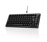 AJAZZ Teclado mecánico AK820, 75% intercambiable en caliente con botón de control de volumen, diseño alemán QWERTZ, teclas PBT, almohadilla de aislamiento de sonido de cinco capas, teclado para juegos
