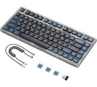AJAZZ Teclado mecánico AK832, Teclado inalámbrico de Perfil bajo al 75%, Compatible con Bluetooth 5.1, 2.4G y conexión por Cable, Teclado Ultrafino, Air75, G213, Compatible con Windows OS-Blue Switch