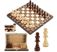 Ajedrez, 3 en 1Tablero Ajedrez, 29x29 cmTablero Ajedrez Madera, Ajedrez Magnetico Plegable, Adecuado para Fiestas, Actividades Familiares para Niños y Adultos