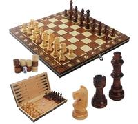 Ajedrez, 3 en 1Tablero Ajedrez, 34x34 cmTablero Madera Magnetico Plegable Adecuado para Fiestas, Actividades Familiares Niños y Adultos