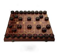 Ajedrez Chino con Tablero Plegable, Xiangqi Chino, Juegos de Viaje portátiles, Tablero y Piezas con Grabado láser y trazado Dorado, 1,8 y 2,2 Pulgadas de diámetro.(Ebony,L)