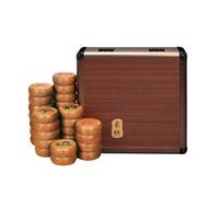 ajedrez Chino, Juego de ajedrez Chino con Piezas de wengué y Tablero de Cuero Rojo y Negro for 2 Jugadores(Wooden Box)