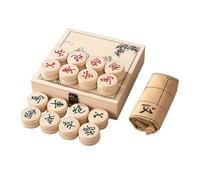 Ajedrez Chino Xiangqi Juego de Mesa con Piezas de ajedrez de Madera de Haya Juego de ajedrez de Viaje portátil Que Incluye Tablero de ajedrez de Cuero y Caja de Almacenamiento(5.8cm/2.3in)