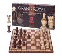 Ajedrez de Madera Grand Royal + 2 x Extra Reinas - 48 x 48 cm - Envuelto para Regalo - Tablero de ajedrez y Piezas de ajedrez talladas