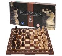 Ajedrez de Madera Imperator - 52 x 52 cm - Envuelto para Regalo - Tablero de ajedrez y Piezas de ajedrez talladas