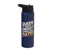 Ajedrez divertido - Queen Takes Knight Chess Player Stainless Steel Insulated Water Bottle