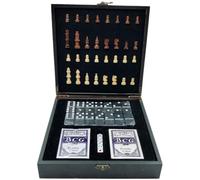 ajedrez Juego de ajedrez Plegable y portátil de Madera con Dados y Cartas de póker. Ideal for Juegos de Mesa en Familia, Fiestas y oficinas. magnetico