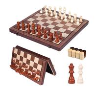 Ajedrez Magnetico, 2 en 1 Ajedrez Madera Juego de Ajedrez Backgammon Damas, Magnet Chess Profesional Damas Juego de Mesa con Bolsa de Almacenamiento, Juego para Viaje y Fiesta (39×39cm)