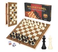 Ajedrez magnético 3 en 1, Tablero de Madera con Almacenamiento, 29x29cm | Juego de damas y ajedrez magnético plegable portátil Inscrip, ideal para fiestas, actividades familiares y viajes