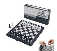Ajedrez Magnético de Viaje con 2 Reinas Adicionales, Tablero de Ajedrez Plegable y Portátil 13x13cm, Juego de Ajedrez para Niños y Adultos, Mini Chess Set Ideal para Viajes y Regalo, Negro y Blanco