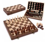 Ajedrez Magnetico, SGZIOO 2 en 1 Ajedrez para Niños y Damas, Plegable Tablero Ajedrez con Ranuras de Almacenamiento, Chess Set Madera, Chess Board para Familiares, Fiesta, Viaje