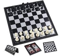 Ajedrez Profesional 3 en 1, Juego de Damas y Backgammon, Tablero Magnético Plegable Con Piezas Para Viaje y Fiesta, Regalos Para Niños y Adultos (25x25cm)