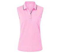 AjezMax Polo Mujer sin Mangas Verano Algodón Polo Trabajo Deportivo Yoga Golf Top con Botones A-Rosa XL