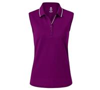 AjezMax Polo Mujer sin Mangas Verano Algodón Polo Trabajo Deportivo Yoga Golf Top con Botones Morado Oscuro L