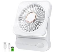 Ajgvq Ventilador de Mesa USB, Ventilador Portátil Regulable en 3 Velocidades, Ventiladors Pequeño Silencioso Recargable para Oficina Hogar Viajes Aire Libre - Blanco