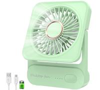 Ajgvq Ventilador de Mesa USB, Ventilador Portátil Regulable en 3 Velocidades, Ventiladors Pequeño Silencioso Recargable para Oficina Hogar Viajes Aire Libre - Verde