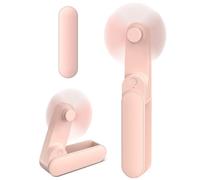 Ajgvq Ventilador Portatil- Mini Ventilador de Mano USB Recargable, Máx 14H, Plegable 360°, Potente y Silencioso, Ventiladores Pequeño para la Oficina, Salir, Viajar, Pasear, Maquillarse- Rosa