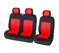 AJHJET Fundas para Asientos 2+1 para Furgonetas Transporter, Camiones Y Mayoría Coches. Universal para Master para Trafic Fundas Asientos(Rojo)