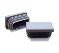 ajile - 4 piezas - Contera acanalada para tubo rectangular 30 x 15 mm - GRIS - EPG330