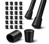 Ajile - Juego de 24 puntas de pie de silla redonda de 10 mm - Protección para pie de silla termoplástica flexible negro para peinar en tubo redondo, antiarañazos, antirubios - Muebles para casa & Pro
