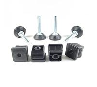 Ajile KCX140 - Soporte ajustable para ajuste de nivel M10, longitud 50 mm, con punta de roscado para tubo cuadrado de 40 x 40 mm, plástico negro