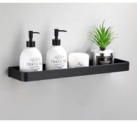 AJINGE Estante de almacenamiento flotante de metal para montar en la pared, estante de baño negro, estante de montaje en pared, resistente al óxido, estante flotante extra fuerte (50 cm)