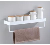 AJINGELA Estante de almacenamiento de metal flotante montado en la pared, estantes de baño blancos que ahorran espacio, estante de almacenamiento flotante extra fuerte con barra de toalla (60 cm)
