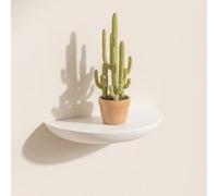 AJINGELA Estante de pared de madera maciza de media luna, estante flotante de almacenamiento de madera maciza para ahorrar espacio, estantes de madera flotantes extra fuertes (blanco, M)