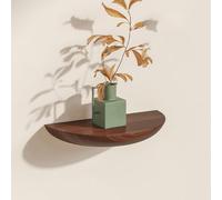 AJINGELA Estante de pared de madera maciza de media luna, estante flotante de almacenamiento de madera maciza para ahorrar espacio, estantes de madera flotantes extra fuertes (marrón, M)