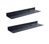 AJINGELA Estantería flotante de metal montada en la pared, color negro, ahorro de espacio, resistente a la corrosión, extra fuerte, estantería flotante (2 unidades, 50 cm)