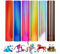 AJINGHTV Lámina holográfica de vinilo textil para plóter, 6 colores, 30,5 x 25 cm, poliuretano, lámina de transferencia para plóter, lámina flexible para textiles, lámina de transferencia para