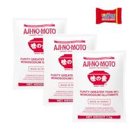 AJINOMOTO Glutamato monosódico, (3 x 1000 gr), glutamato monosódico (MSG), potenciador del sabor para cocina asiática e internacional, con barra de chocolate Tony's Chocolonely Trinovi