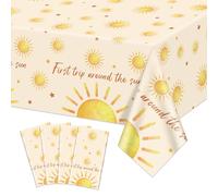 AJINXIN 4 manteles de primer viaje alrededor del sol, manteles bohemios para fiesta de cumpleaños, baby shower, decoración de fiesta de sol, 130 x 220 cm