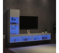 AJJHUUKI 4 unidades de pared para TV con LED de color blanco, muebles de madera, centros de entretenimiento y soportes de TV