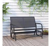 AJJHUUKI Banco planeador de jardín negro 120,5 x 76 x 86,5 cm, textileno y acero