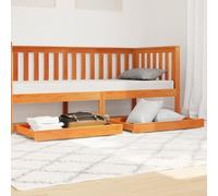 AJJHUUKI Cajones para cama de día, 2 piezas, madera maciza de pino color marrón cera, muebles, camas y accesorios
