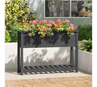 AJJHUUKI Casa y jardín, césped y jardín, jardinería, macetas y macetas, maceta con estante gris, 111,5 x 34,5 x 81 cm, madera maciza de pino