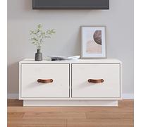 AJJHUUKI Centros de entretenimiento y soportes de TV - Mueble de TV blanco 80 x 34 x 35 cm madera maciza de pino