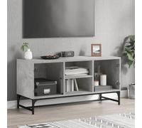 AJJHUUKI Centros de entretenimiento y soportes de TV - Mueble de TV con puertas de cristal gris hormigón 102 x 37 x 50 cm
