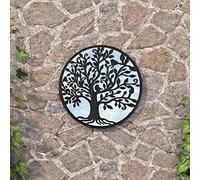 AJJHUUKI Decor-Mirrors-Espejo de jardín negro 40 x 2,5 cm redondo de hierro para uso en exteriores