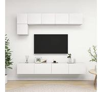 AJJHUUKI Juego de 5 armarios de TV de color blanco, muebles de madera, centros de entretenimiento y soportes de TV