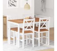 AJJHUUKI Juego de comedor de 5 piezas, marrón y blanco