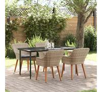 AJJHUUKI Juego de comedor de ratán de poliéster gris claro