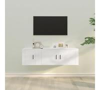 AJJHUUKI Juego de muebles de TV de 2 piezas, muebles de madera de ingeniería blanca, centros de entretenimiento y soportes de TV